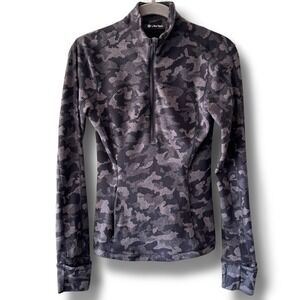 Lululemon Run Briskly 1/2‎ Zip Heritage Camo Jacket Black Lunar Rock Run Size 4